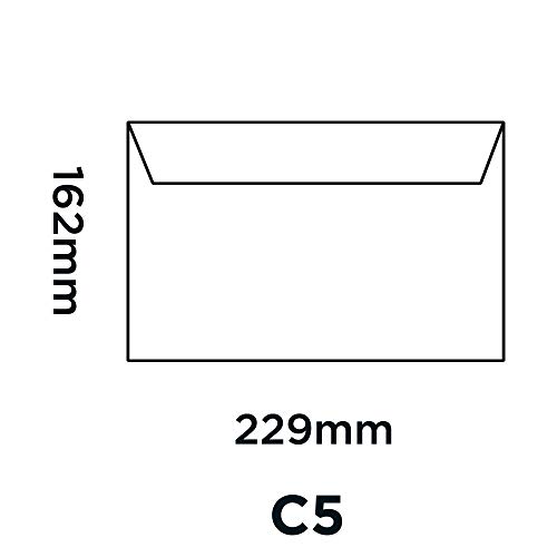 Premium Business - Paquete de sobres con cierre autoadhesivo (C5, 162 x 229 mm, papel de 120 g/m², 50 unidades), color blanco