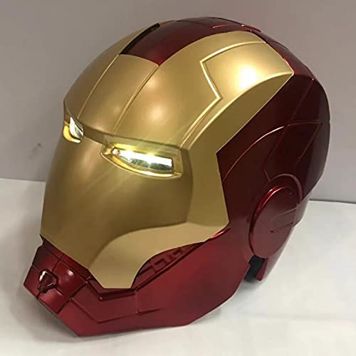 PRETAY Marvel Avengers Iron Man Casco Máscara Superhéroe ABS Máscaras Luminosos Iron Man Helmet Mask Cascos de Halloween Cosplay Película Deluxe Edition (Color : Red, Size : L(55CM))