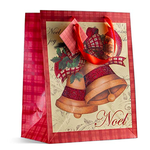 Prextex 12 Bolsas navideñas surtidas de 33 cm Bolsas de regalo navideñas de gran tamaño Surtido de motivos con purpurina