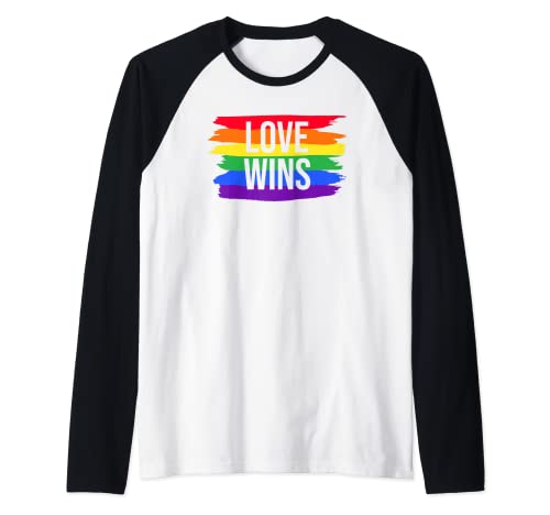 Pride Love Wins Pride Flag LGBTQ Support Men Women Kids Camiseta Manga Raglan
