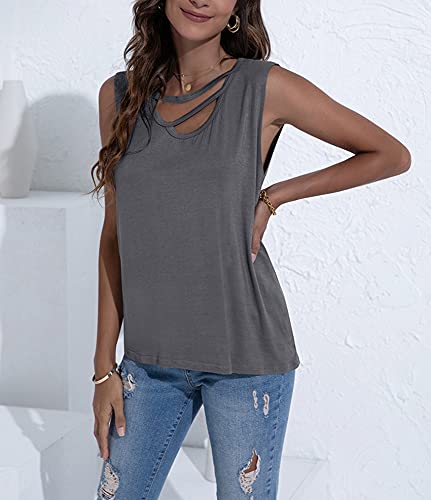 Primavera Y Verano, Moda Informal para Mujer, Cuello Redondo, Color SóLido, Irregular, Suelto, Sin Mangas, Chaleco, Camiseta, Parte Superior De Fondo para Mujer