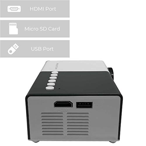 PRIXTON Cinema Mini - Mini Proyector Portatil / Proyector Mini Full HD, 900 Lúmenes, Conexión HDMI, USB, MicroSD, Aux in, AV in, Altavoces Integrados y Mando a Distancia Incluido