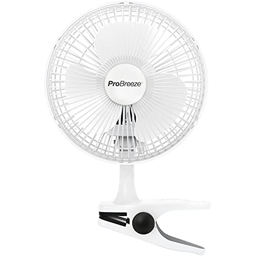 Pro Breeze Mini Ventilador de Sobremesa con Clip I Pequeño Ventilador Eléctrico con Funcionamiento Ultra silencioso y 2 Configuraciones de Velocidad I 15W para Hogar, Cama, Oficina y Escritorio