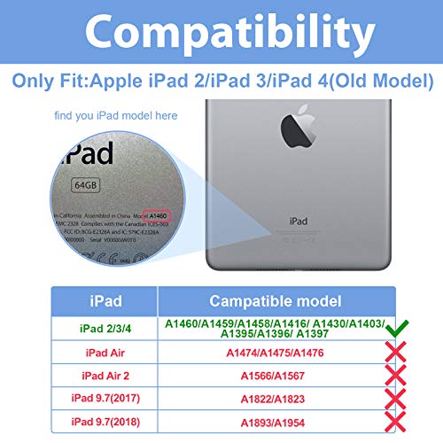 ProCase Bumper con Correa Hombro iPad 2 3 4, Carcasa Rugosa con Soporte Rotativo Asa de Mano, Funda Robusta Antichoque para iPad 2 / iPad 3.ª / iPad 4.ª Generación –Negro