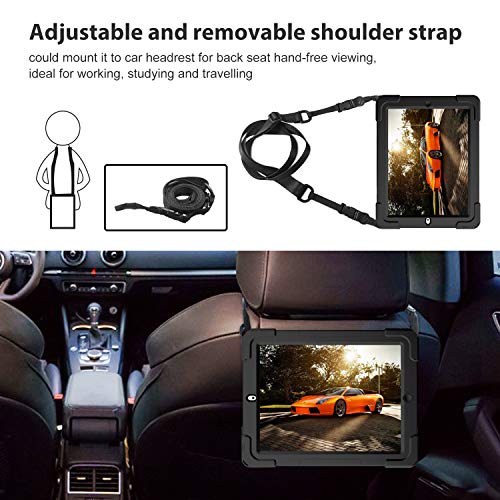 ProCase Bumper con Correa Hombro iPad 2 3 4, Carcasa Rugosa con Soporte Rotativo Asa de Mano, Funda Robusta Antichoque para iPad 2 / iPad 3.ª / iPad 4.ª Generación –Negro