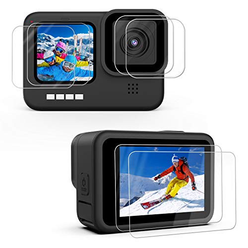Protector de Pantalla para GoPro Hero 10/Hero 9 Black [6 Piezas],Protectores Pantalla de Vidrio Templado Ultra Claro y Lente y Pantalla Frontal LCD para GoPro 10/GoPro 9 Black, Cada 2 Piezas