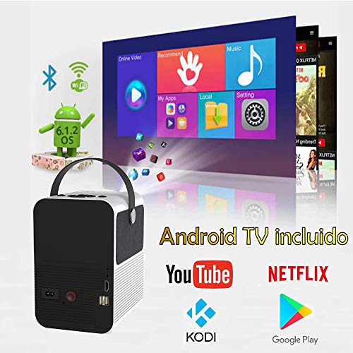 Proyector 4K, Proyector Portátil, 6000 Lúmenes, Soporta 1080p Full HD, Cine en Casa 300", Dolby Digital AC3, Keystone 4D, 90000 Horas, Compatible con PS5/PS4/PC/XBOX, Zoom Digital