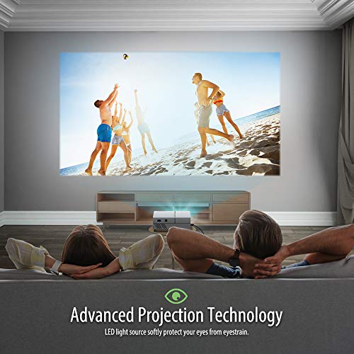 Proyector Full HD 1080P 5000 Lux, Vamvo Mini Proyector Portátil con Dolby, 50000 Horas Vida, Proyector Cine en Casa MAX de 200" Compatible con TV Stick, PS3, PS4, Nintendo Switch, Xbox etc.