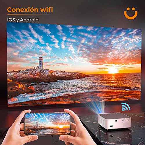 Proyector WiFi Bluetooth, YABER 9000Lm Proyector Wifi Full HD 1080P Nativo Soporta 4K 4D corrección Zoom -50%, Proyector LED para Cine en Casa y PPT