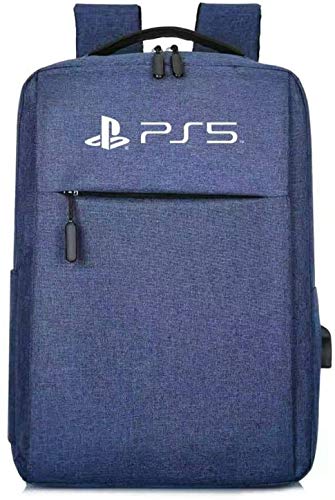 PS5 Backpack Carry Case Laptop Travel Bag, Waterproof Nylon Travel with USB Connector, Game Console & Controllers Storage Protective Case for Playstation 5/PS4/PS5 Accessories