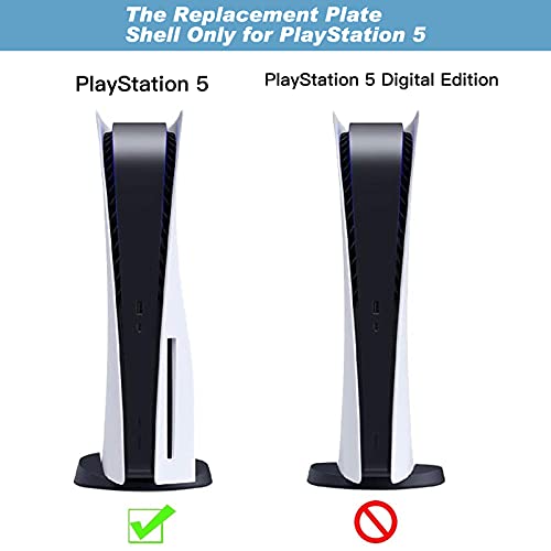 PS5 Carcasa Console, Carcasa Rígida Placa para Playstation 5 a Prueba de Golpes, ABS Antirrayas a Prueba de Polvo Carcasa Placa Repuesto Cubierta de Consola para Sony PS5 Console Disc Edition - Negro
