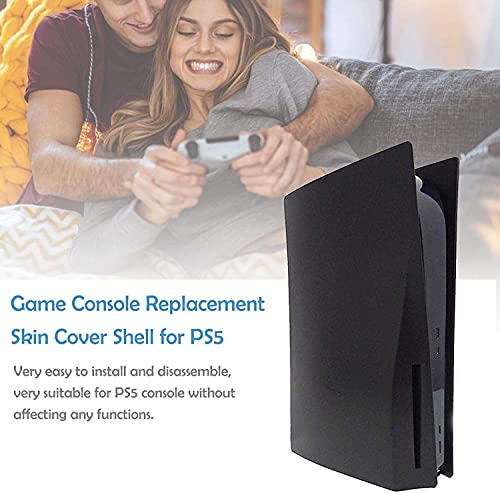 PS5 Carcasa de placa frontal negra PS5 Carcasa rígida para placa lateral para Playstation 5 Disc Edition, reemplazo personalizado de bricolaje, carcasa negra mate, accesorios de consola PS5