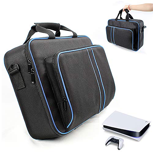 PS5 Carrying Case,PS5 Travel Bag Protective Carrying Bag for Playstation 5,Hard Shell Carry Case for PS5 Accessories Case (Black and Blue)