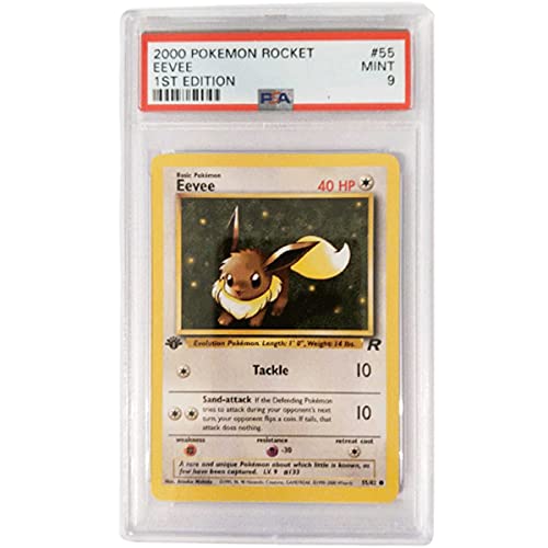 PSA 9 Pokemon EEVEE 55/82 Holo 1st Edition Team Rocket + Extra Protection Near Mint (Toploader) 2000