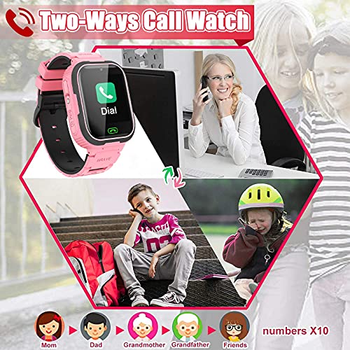 PTHTECHUS Smart Watch Reloj Inteligente para niños y niñas con cámara Divertida, Video, Llamadas SOS bidireccionales de 1,44 '' IPS HD, Pantalla táctil a Color, Juegos, Red 2G