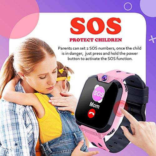 PTHTECHUS Smartwatch para Niños con Juegos MP3 - Reloj Inteligente Pulsera con 2 vías Llamada Música Despertador 7 Juegos Cámara de Infantil Reloj Digital para Juventud Niña de 3 a 12 años (X9 Rosa)