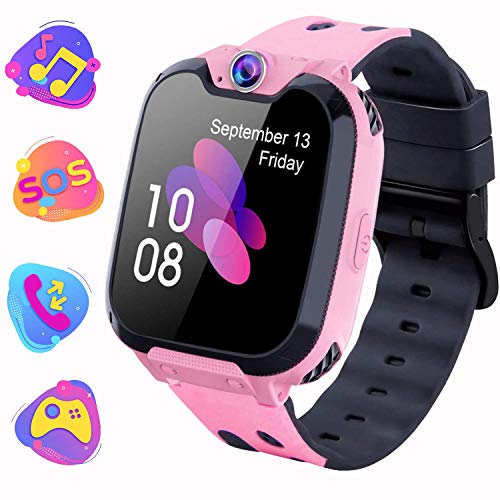 PTHTECHUS Smartwatch para Niños con Juegos MP3 - Reloj Inteligente Pulsera con 2 vías Llamada Música Despertador 7 Juegos Cámara de Infantil Reloj Digital para Juventud Niña de 3 a 12 años (X9 Rosa)