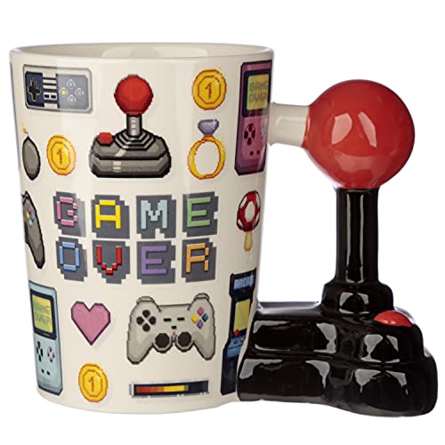 Puckator FRUTITOSCOM - Taza - Game Over con asa en Forma de Joystick y Dibujo Pixel