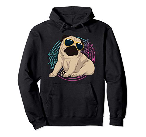 Pug Con Gafas Amante De Los Perros Raza Animal Lindo Carlino Sudadera con Capucha