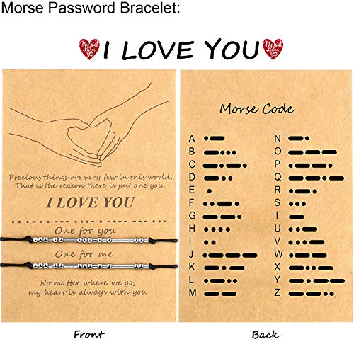 Pulsera Código Morse de San Valentín Regalo Pulsera de Familia Pareja de Amistad de I Love You (Cuentas de Plata)