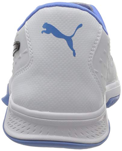 PUMA Explode 2, Zapatillas de Fútbol Unisex Adulto, Blanco White Black/Blue Glimmer, 43 EU