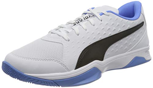 PUMA Explode 2, Zapatillas de Fútbol Unisex Adulto, Blanco White Black/Blue Glimmer, 43 EU