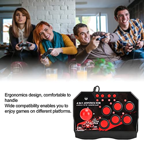 PUSOKEI Controlador de Juegos Retro Joystick Fighting Stick, 6 Botones Redondos, Cable USB de Juego de Palo de Lucha Arcade Universal para PS3 PS4 Switch PC