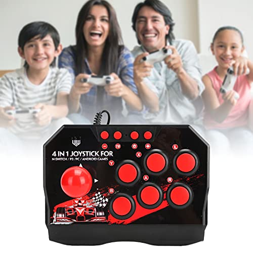 PUSOKEI Controlador de Juegos Retro Joystick Fighting Stick, 6 Botones Redondos, Cable USB de Juego de Palo de Lucha Arcade Universal para PS3 PS4 Switch PC