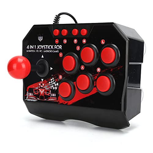 PUSOKEI Controlador de Juegos Retro Joystick Fighting Stick, 6 Botones Redondos, Cable USB de Juego de Palo de Lucha Arcade Universal para PS3 PS4 Switch PC