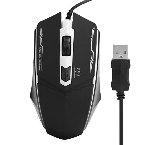 PUSOKEI Ratones con Cable USB, 4 Botones Respiración de computadora Efecto de luz Ergonomía Ratón para Juegos en ABS Ratón óptico de dpi Ajustable para Juegos FPS/MOBA/RTS