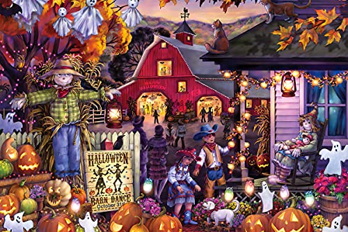 Puzzle 1000 Piezas, Halloween Puzzle Madera Adultos con Letras de Partición en la Parte Posterior, 75 x 50 cm Puzzles Regalos para Halloween, Cumpleaños, Navidad