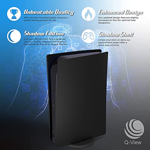 Q-View Black PlayStation 5 Faceplate Digital Edition - Quality Replacement Matte Black Shell - Premium PS5 Accessories Side Panel Black Cover Plate
