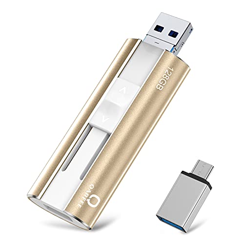 QARFEE Memoria USB 128GB para iPhone Pendrive 4 en 1 USB 3.0 para iPhone Compatible con Android Tipo C iPad Smartphone Windows Mac (128GB, Oro)
