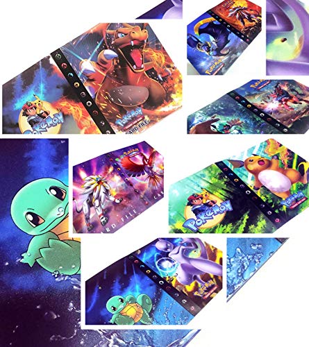 QIFAENY Album Compatible con Cartas Pokemon, Album Cartas Carpeta Cartas Compatible con Pokemon GX, Álbum de Cartas coleccionables de Pokémon, Capacidad para 30 páginas 240 Cartas (BLKC)
