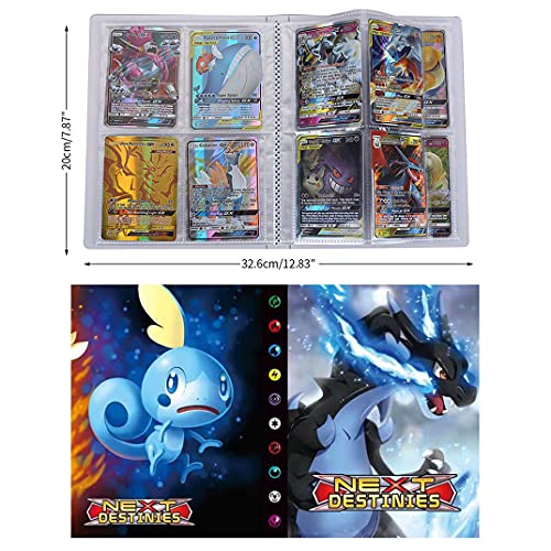 QIFAENY Album Compatible con Cartas Pokemon, Album Cartas Carpeta Cartas Compatible con Pokemon GX, Álbum de Cartas coleccionables de Pokémon, Capacidad para 30 páginas 240 Cartas (BLKC)