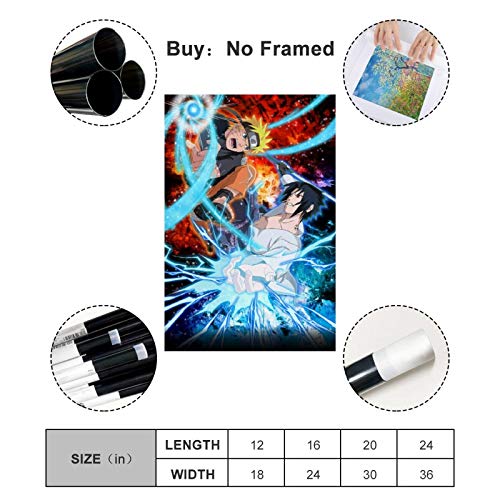 QINGF Naruto Naruto Vs Sasuke Anime Poster Pintura decorativa Lienzo Arte de la pared Carteles Salón Pintura Dormitorio 30 x 45 cm