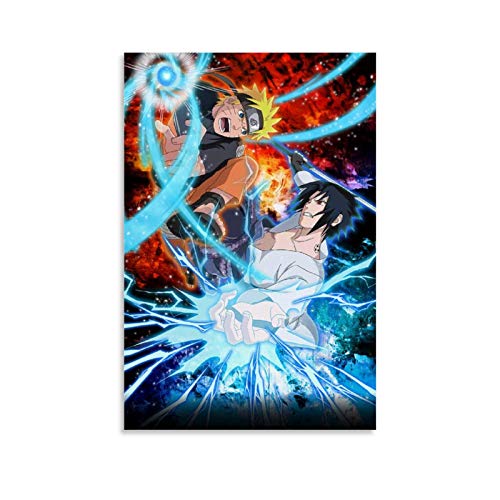 QINGF Naruto Naruto Vs Sasuke Anime Poster Pintura decorativa Lienzo Arte de la pared Carteles Salón Pintura Dormitorio 30 x 45 cm