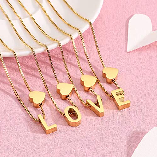 Qings Collar con Colgante de corazón Letra G Chapado en Oro Moda Amor Personalidad Combinación Alfabeto A-Z Regalo de cumpleaños para Mujeres y niñas