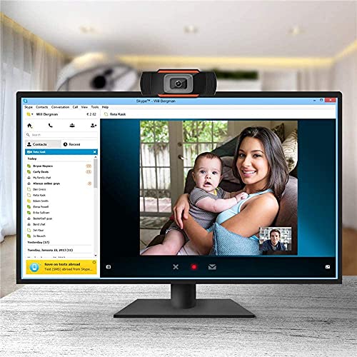 QueenDer Webcam HD con 2Pcs Cámara Web Cover y Micrófono USB Webcam Mini Plug Play para Videollamadas, Estudios, Conferencias, Skype, Ordenador, PC