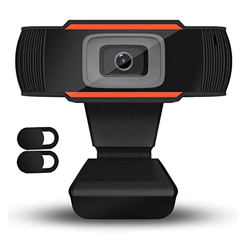 QueenDer Webcam HD con 2Pcs Cámara Web Cover y Micrófono USB Webcam Mini Plug Play para Videollamadas, Estudios, Conferencias, Skype, Ordenador, PC