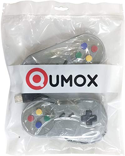 QUMOX 2 x Nintendo Juego de PC Gamepad Controlador SFC Mando de Juego para Super Famicom Windows PC USB