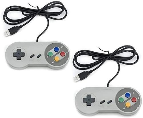 QUMOX 2 x Nintendo Juego de PC Gamepad Controlador SFC Mando de Juego para Super Famicom Windows PC USB