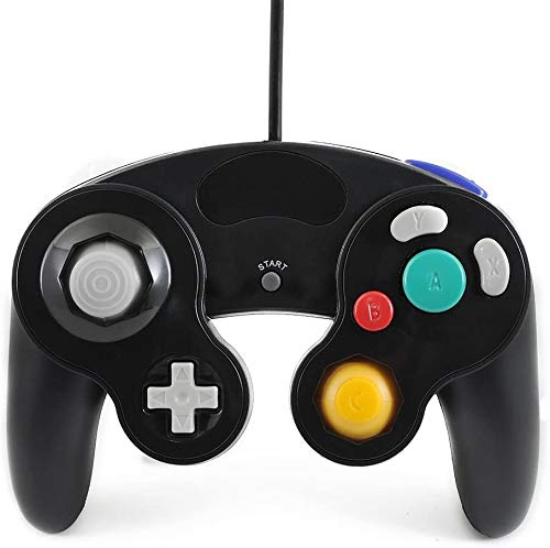 QUMOX Controlador Mando de Juego con Cable Clásico Joypad Gamepad para Nintendo Gamecube Gc y Wii, Negro