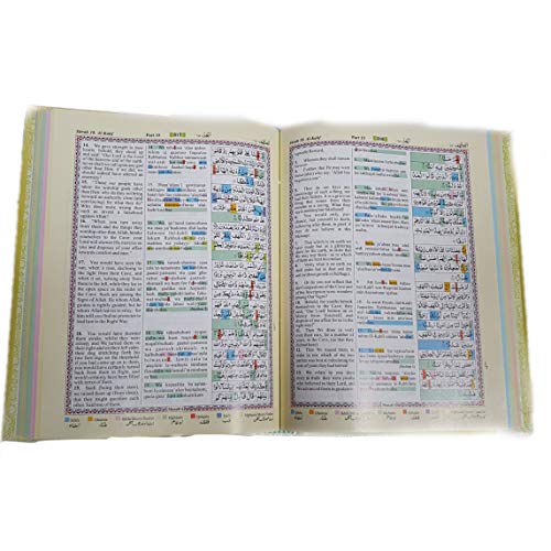 Quraan - Reglas de Tajweed (13 líneas, formato A4, con traducción y transliteración)