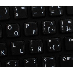 Qwerty Keys Pegatinas Teclado español Transparentes con Letras Blancas - Apto para Cualquier Teclado