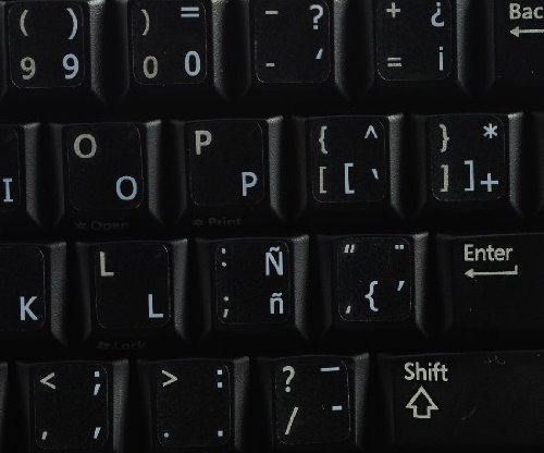 Qwerty Keys Pegatinas Teclado español Transparentes con Letras Blancas - Apto para Cualquier Teclado
