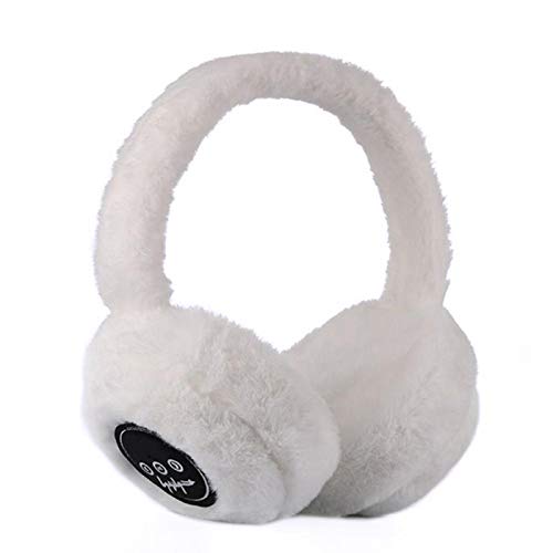 qwertyuio Mujeres Cálidas Orejeras Auriculares Inalámbricos Bluetooth Con Micrófono Música Auriculares Estéreo Auriculares De Invierno Auriculares Para Niños Regalo Blanco