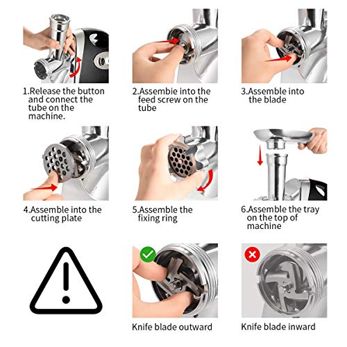 QYHSS Picadora de Carne Eléctrica, 3-IN-1 Salchicha y Máquina Picadora Carne, 800W, con 3 Placas de Molienda, Embutidora de Salchichas, Motor de cobre, Acero Inoxidable, Rojo