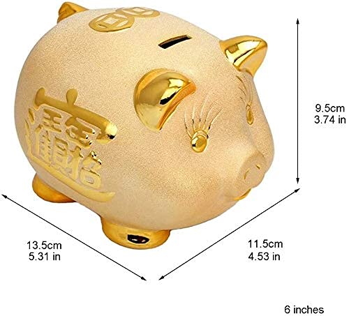 QZH Cajas de Dinero de Dibujos Animados de cerámica Creativas Doradas para Regalo Hucha Retro para niños Tanque de Monedas Ahorro de Dinero decoración del hogar