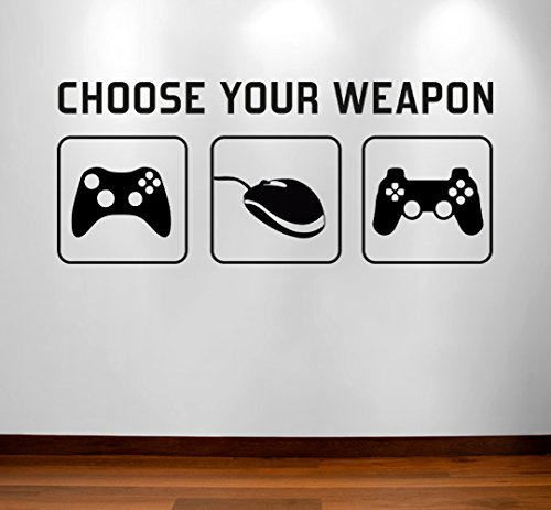 RaDecal CHOOSE YOUR WEAPON | Video Game Gaming Vinyl Decal Wall Sticker Mural - Kids Children Boys Teenager Teens Bedroom, Man Cave Room Art Ideas Canvas Home Decor (PC, XBOX, PLAYSTATION Game Controllers) by Radecal